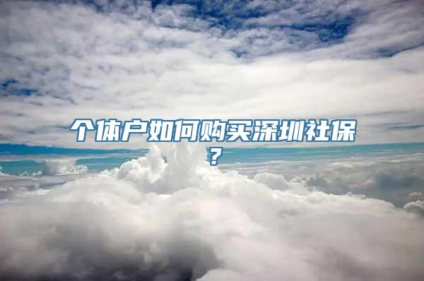 个体户如何购买深圳社保？