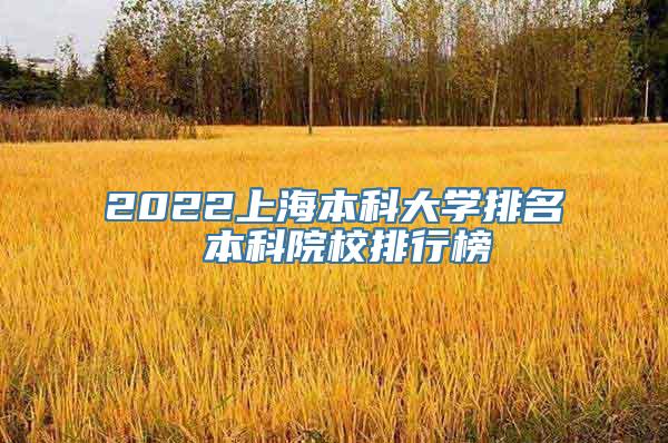 2022上海本科大学排名 本科院校排行榜