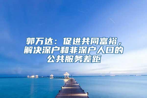 郭万达：促进共同富裕，解决深户和非深户人口的公共服务差距