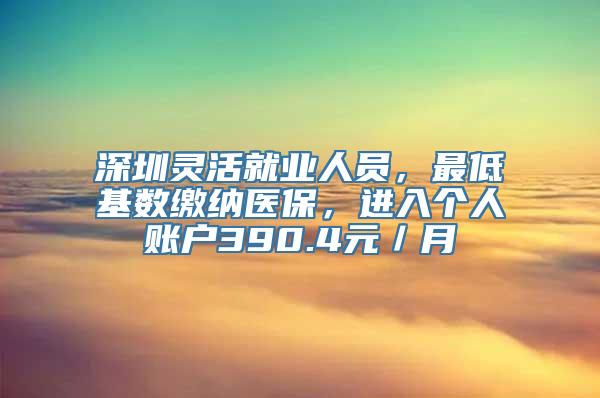 深圳灵活就业人员，最低基数缴纳医保，进入个人账户390.4元／月