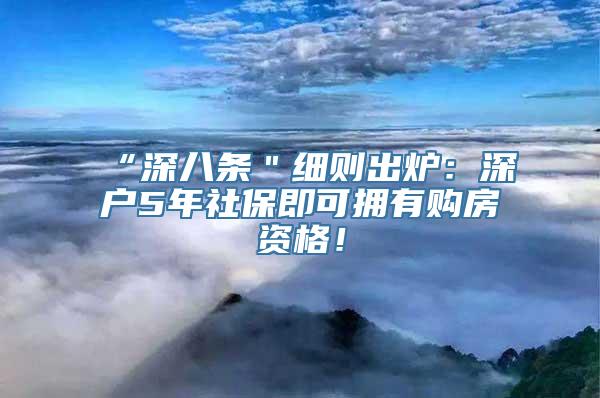 “深八条＂细则出炉：深户5年社保即可拥有购房资格！