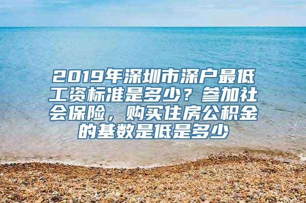 2019年深圳市深户最低工资标准是多少？参加社会保险，购买住房公积金的基数是低是多少