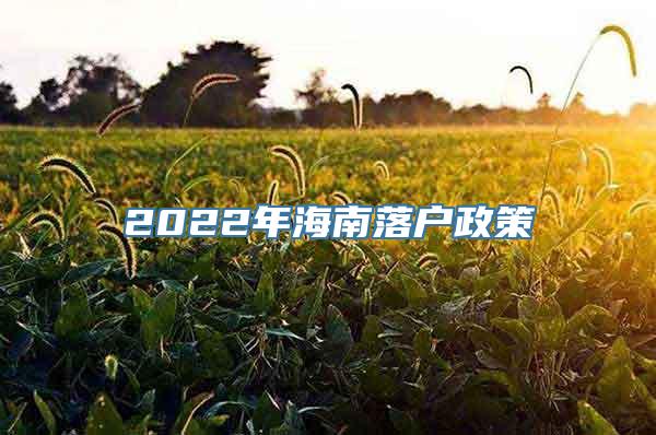 2022年海南落户政策