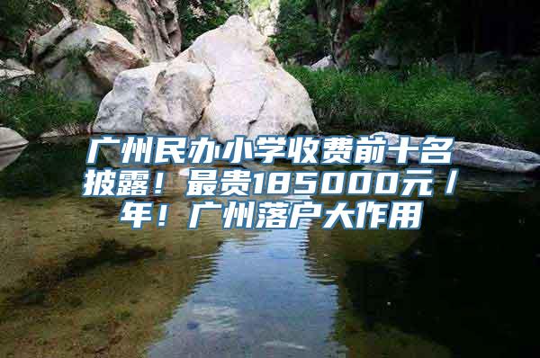 广州民办小学收费前十名披露！最贵185000元／年！广州落户大作用