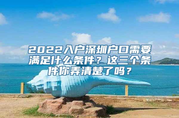 2022入户深圳户口需要满足什么条件？这三个条件你弄清楚了吗？