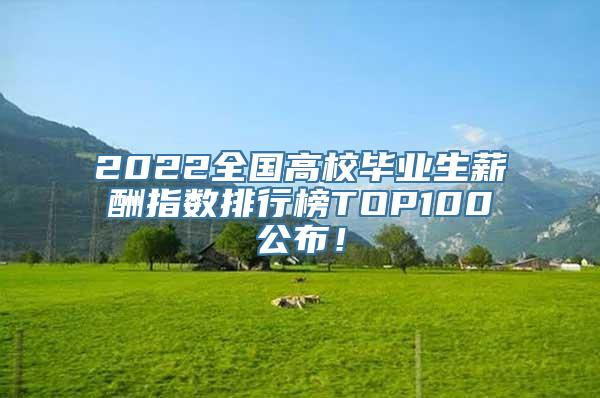 2022全国高校毕业生薪酬指数排行榜TOP100公布！