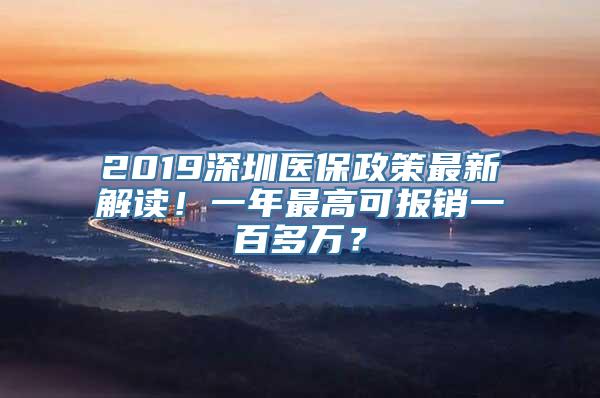 2019深圳医保政策最新解读！一年最高可报销一百多万？