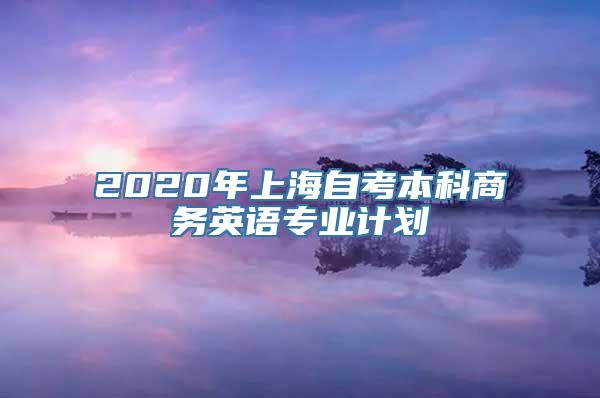 2020年上海自考本科商务英语专业计划