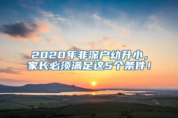 2020年非深户幼升小，家长必须满足这5个条件！