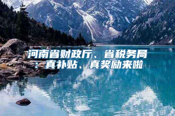 河南省财政厅、省税务局：真补贴、真奖励来啦