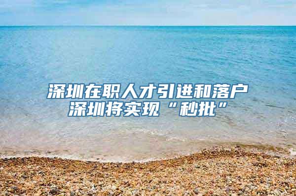 深圳在职人才引进和落户深圳将实现“秒批”