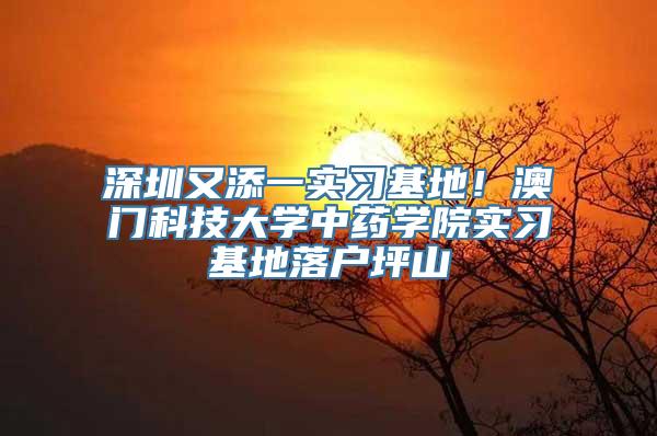 深圳又添一实习基地！澳门科技大学中药学院实习基地落户坪山