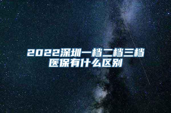 2022深圳一档二档三档医保有什么区别