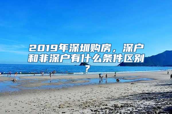 2019年深圳购房，深户和非深户有什么条件区别？