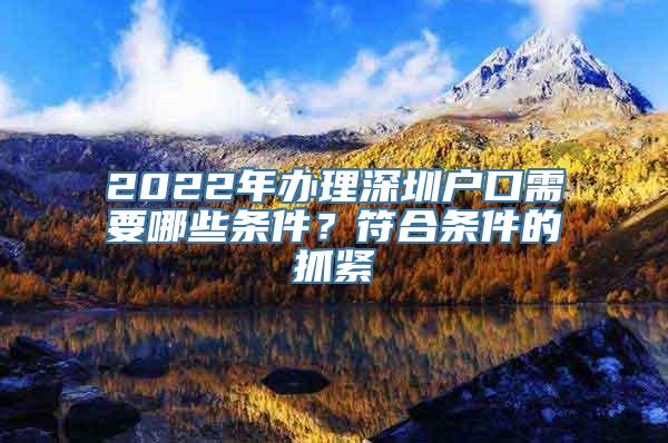 2022年办理深圳户口需要哪些条件？符合条件的抓紧