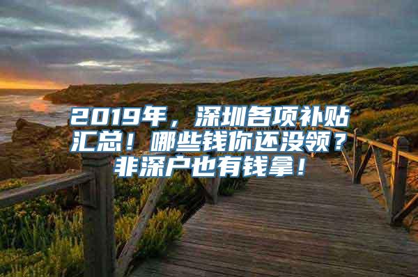 2019年，深圳各项补贴汇总！哪些钱你还没领？非深户也有钱拿！