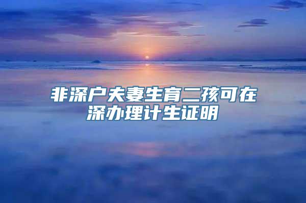 非深户夫妻生育二孩可在深办理计生证明