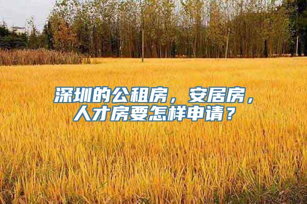 深圳的公租房，安居房，人才房要怎样申请？