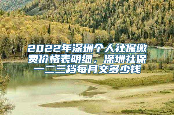 2022年深圳个人社保缴费价格表明细，深圳社保一二三档每月交多少钱