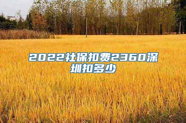 2022社保扣费2360深圳扣多少