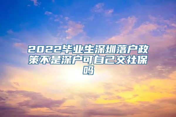 2022毕业生深圳落户政策不是深户可自己交社保吗