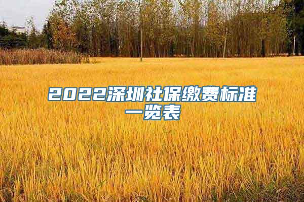 2022深圳社保缴费标准一览表