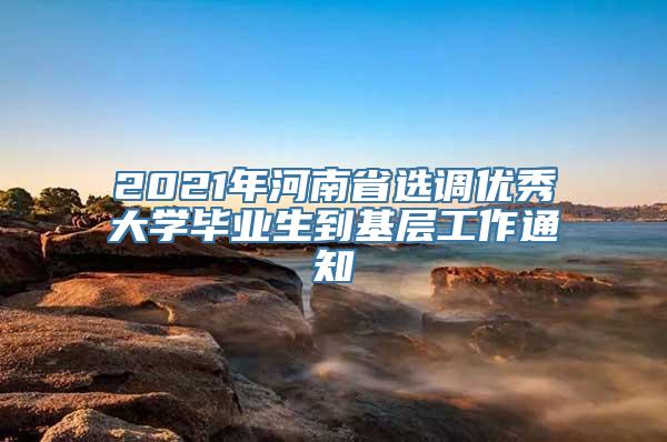 2021年河南省选调优秀大学毕业生到基层工作通知