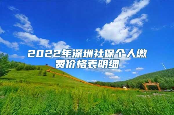 2022年深圳社保个人缴费价格表明细