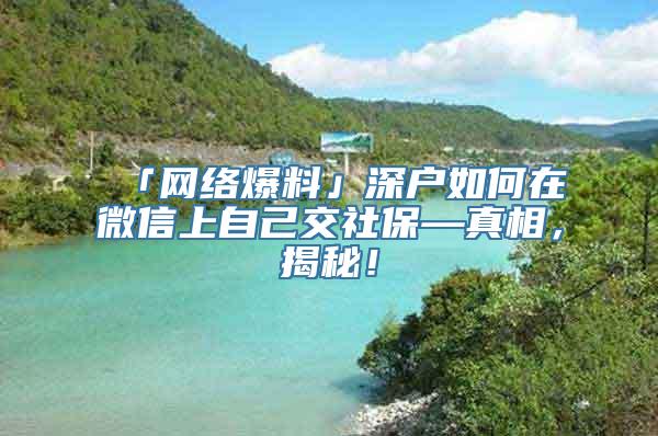 「网络爆料」深户如何在微信上自己交社保—真相，揭秘！