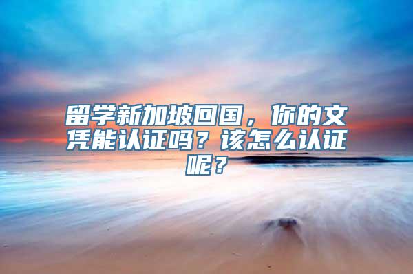 留学新加坡回国，你的文凭能认证吗？该怎么认证呢？