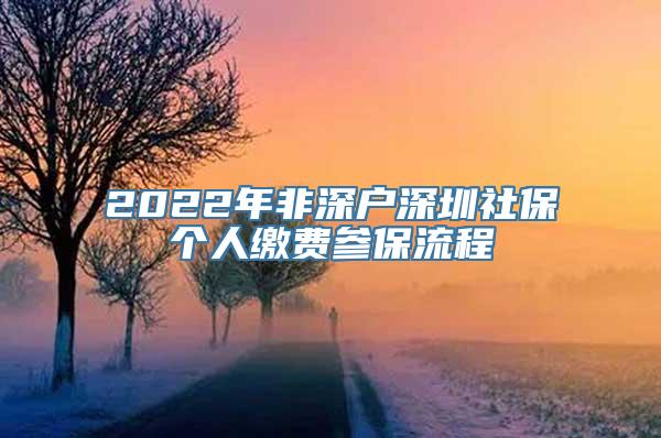 2022年非深户深圳社保个人缴费参保流程