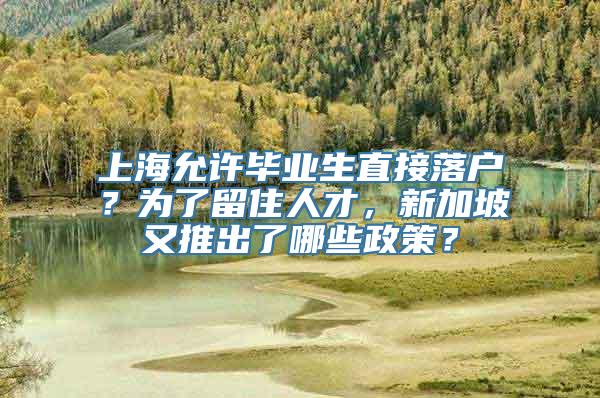 上海允许毕业生直接落户？为了留住人才，新加坡又推出了哪些政策？