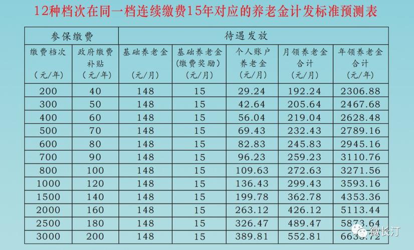 城镇居民养老保险缴费标准