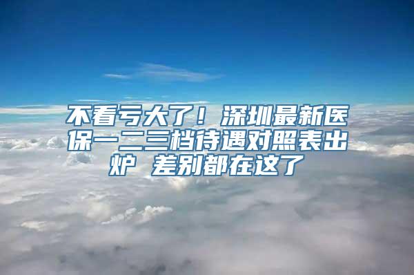 不看亏大了！深圳最新医保一二三档待遇对照表出炉 差别都在这了