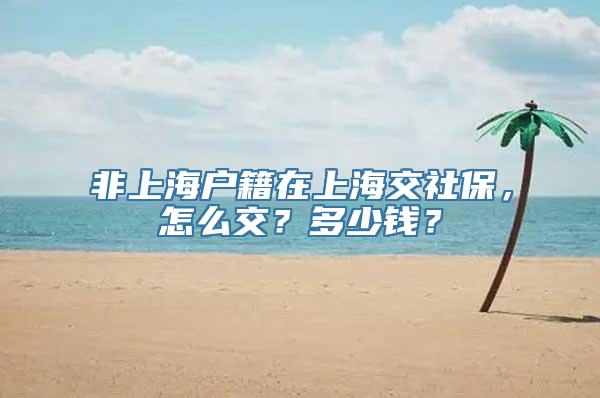 非上海户籍在上海交社保，怎么交？多少钱？