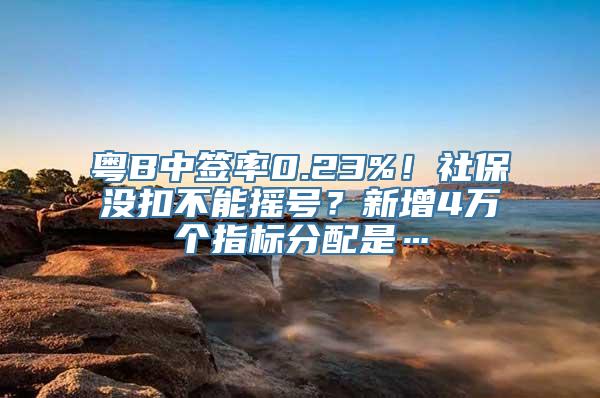 粤B中签率0.23%！社保没扣不能摇号？新增4万个指标分配是…