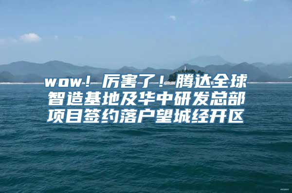 wow！厉害了！腾达全球智造基地及华中研发总部项目签约落户望城经开区