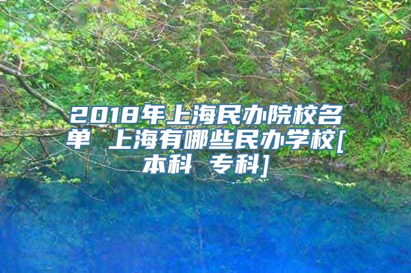 2018年上海民办院校名单 上海有哪些民办学校[本科 专科]