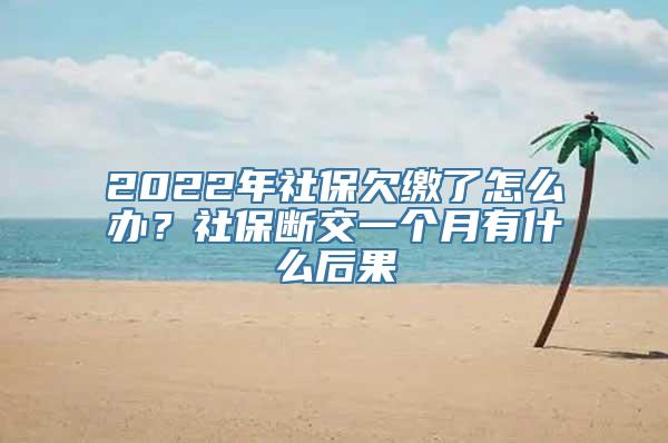 2022年社保欠缴了怎么办？社保断交一个月有什么后果