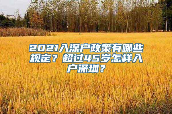 2021入深户政策有哪些规定？超过45岁怎样入户深圳？