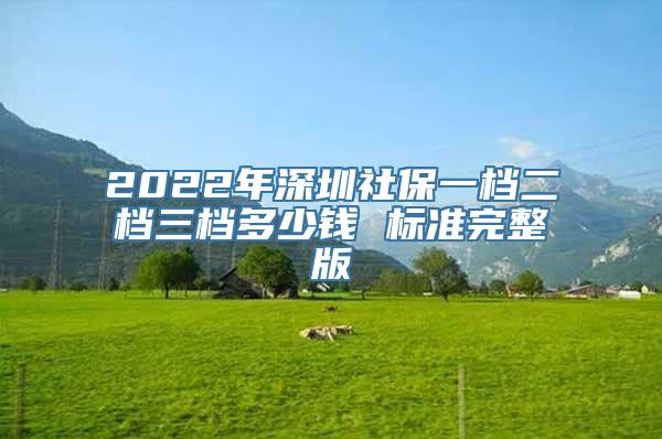 2022年深圳社保一档二档三档多少钱 标准完整版