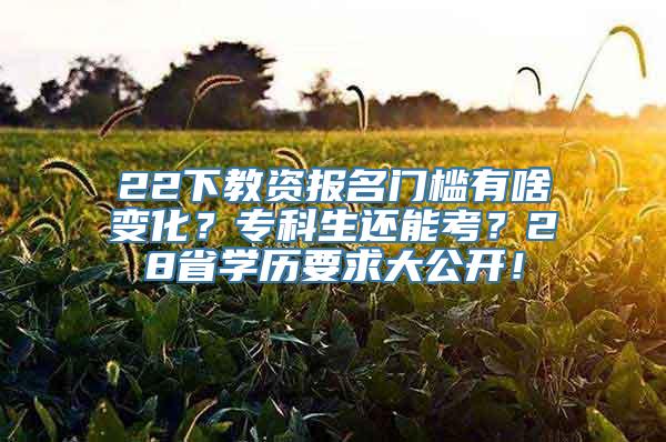 22下教资报名门槛有啥变化？专科生还能考？28省学历要求大公开！