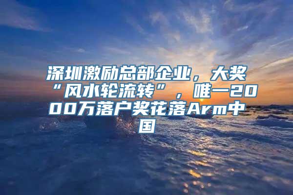 深圳激励总部企业，大奖“风水轮流转”，唯一2000万落户奖花落Arm中国