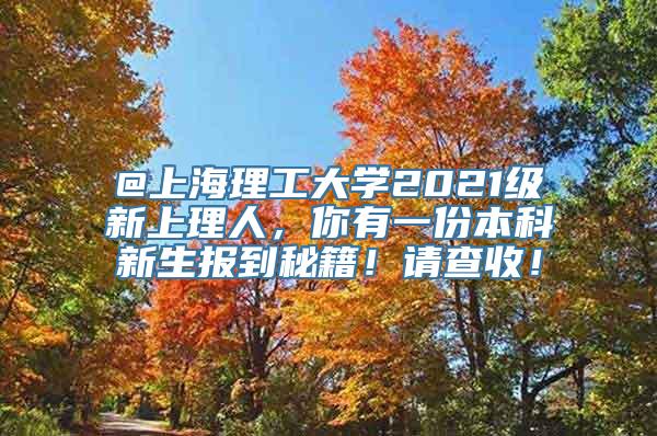 @上海理工大学2021级新上理人，你有一份本科新生报到秘籍！请查收！