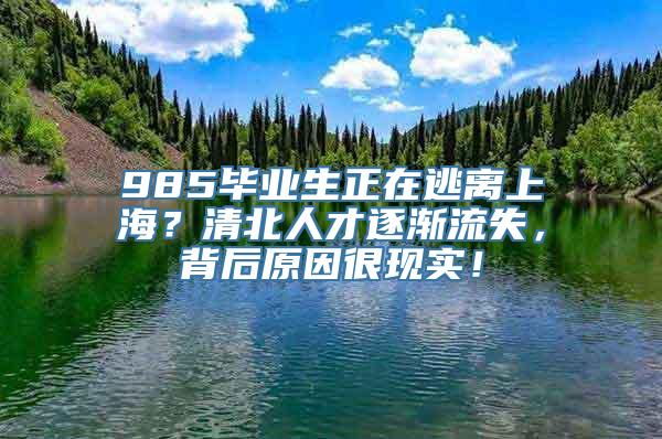 985毕业生正在逃离上海？清北人才逐渐流失，背后原因很现实！