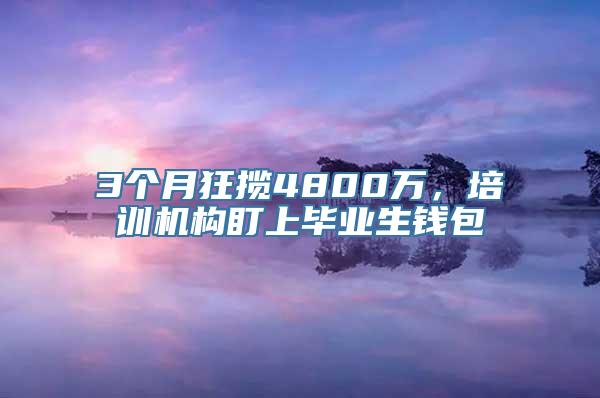 3个月狂揽4800万，培训机构盯上毕业生钱包