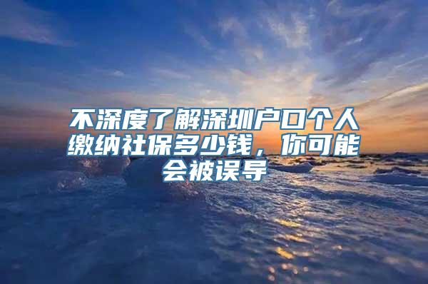 不深度了解深圳户口个人缴纳社保多少钱，你可能会被误导