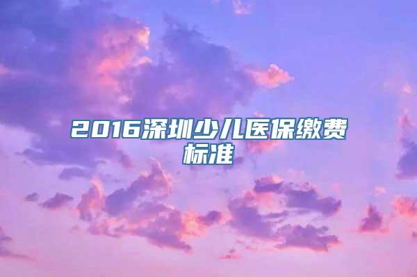 2016深圳少儿医保缴费标准