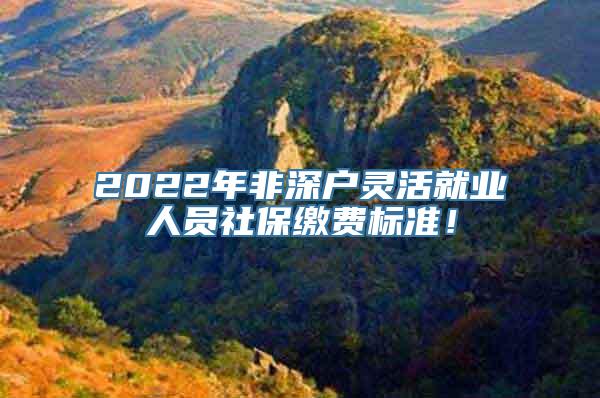 2022年非深户灵活就业人员社保缴费标准！