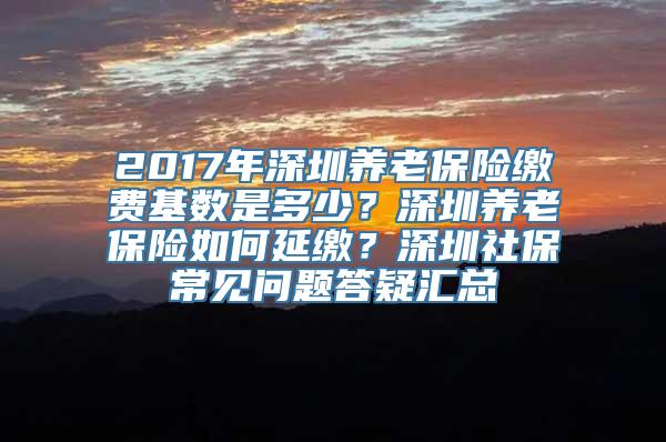 2017年深圳养老保险缴费基数是多少？深圳养老保险如何延缴？深圳社保常见问题答疑汇总